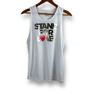 Old Navy Active Women's Size L Semi Fitted Graphic Tank White Stand For Love Gym